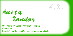 anita kondor business card